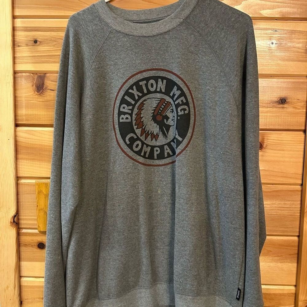 Brixton Gray Men's Crew Neck Mens L Streetwear Skater Fall Back to School Casual